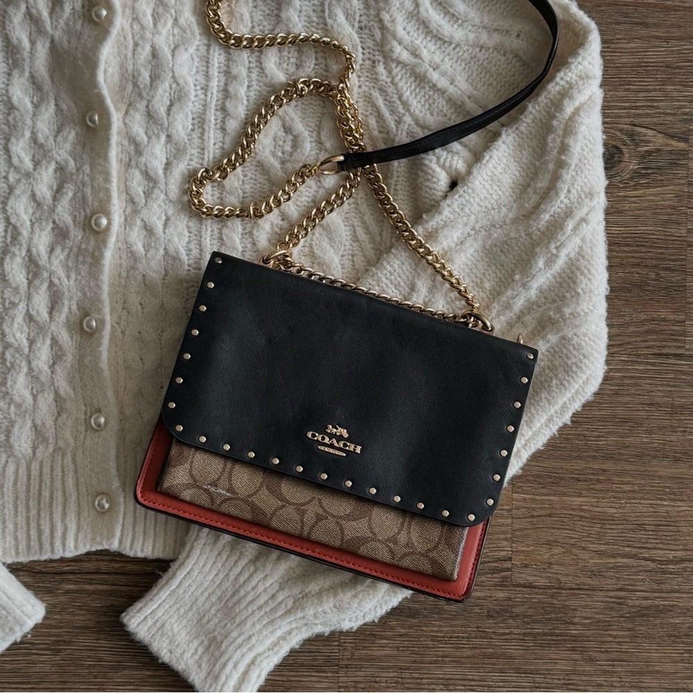 coach klare crossbody bag in signature with rivets
